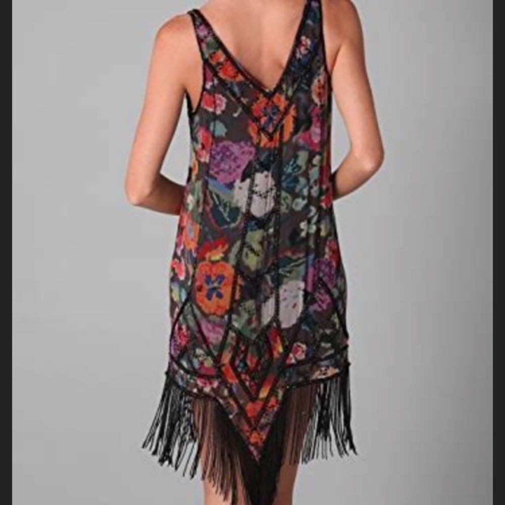 Haute Hippie fringe beaded bird flapper dress